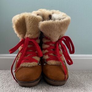 JCrew Faux Fur Lined Winter Wedge Boots